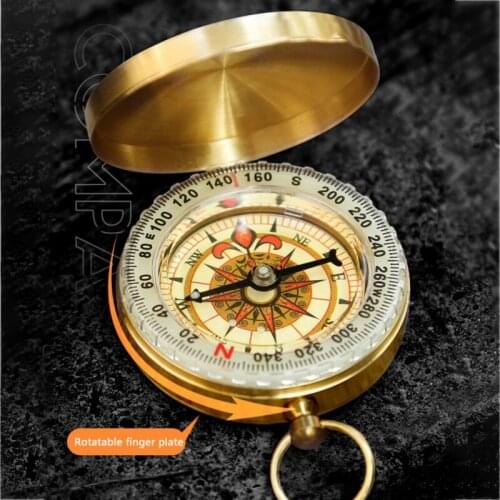 Outdoor Camping Hiking Pocket Brass Golden Compass Portable Copper Compass High Quality Navigation for Outdoor Activities