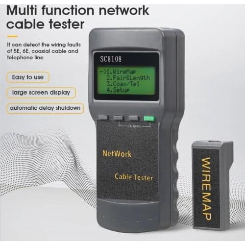 Portable LCD Display SC8108 Network Tester Meter RJ45 Cat5e Cat6 UTP Unshield LAN Cable Tester RJ11 Phone Cable Meter