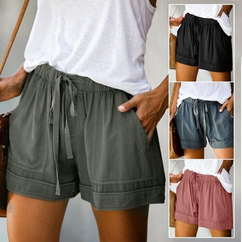 Casual Tencel /Lyocell Shorts Womens 2021 Summer New European and American High Waist Lace Up Loose Wide Leg Pants 771542