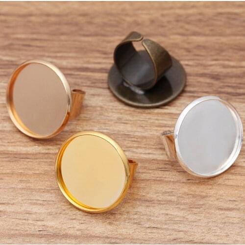 REGELIN 10pcs Open Rings Bases Rings Cabochon Settings Bezel Tray Ring Blank Base Fit 16/18/20mm Cabochon Cameo DIY Ring