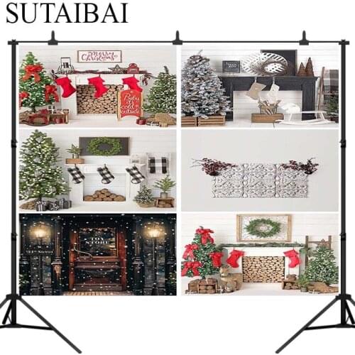 Christmas fireplace red socks photography studio background cloth Xmas children family party decoration photo backdrop