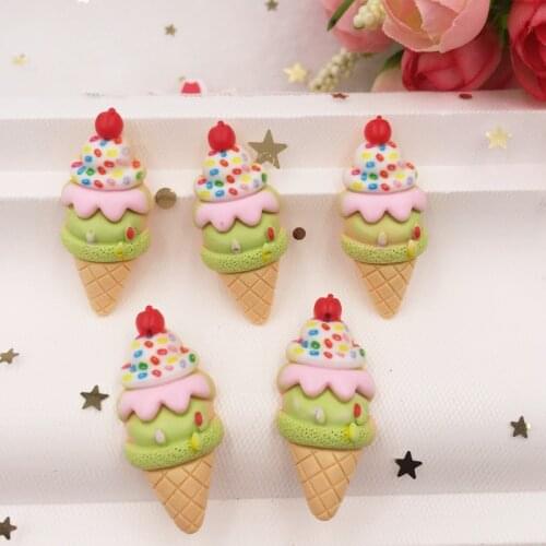 Hand Painted Resin Mix Kawaii Colorful Ice Cream Flatback Cabochon Stone 7PCS Scrapbook DIY Decor Home Figurine Crafts OG035