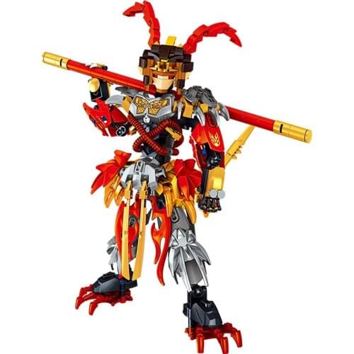 316pcs Sun Wukong Mecha Building Blocks Monkey King Robot Super Golden Cudgel Weapon Figures Bricks Toys Kids