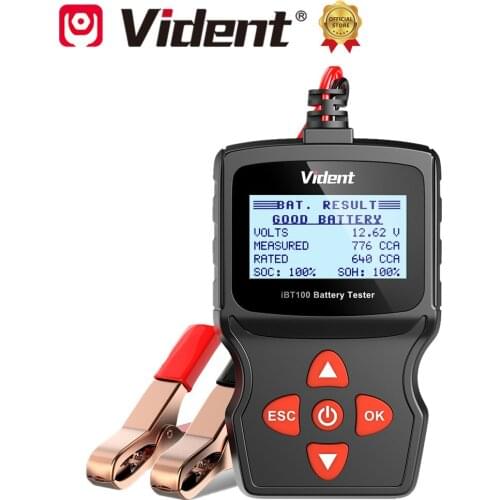 Vident iBT100 12V Car Battery Tester Analyzer 100 to 1100CCA Flooded AGM GEL Automotive Battery Test Tool