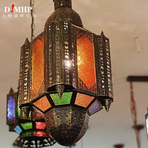Mediterranean Style Decoration Handmade Turkish Pendant Light Glass Shades Mosaic Pendant Lamp For Bar Coffee Shop