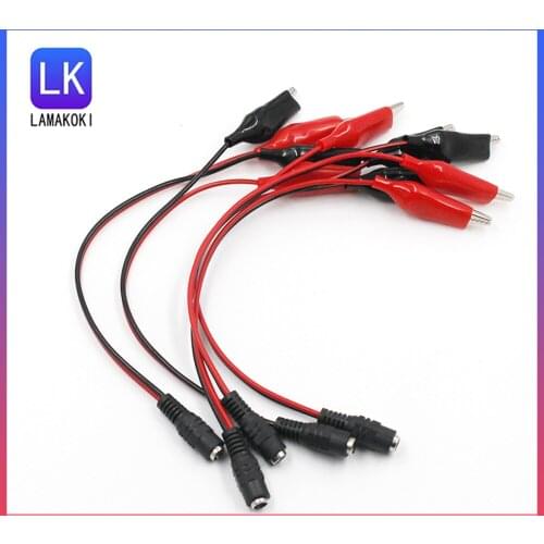 Input 5.5*2.1mm Plug Red Black Power Cord Clip Battery Clip 12V 24V Motorcycle Car Battery Clip