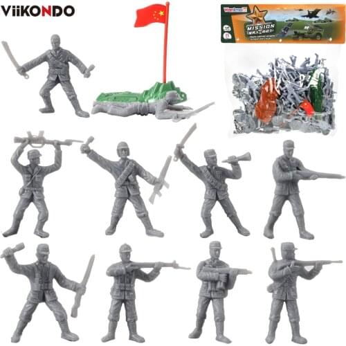 Viikondo Army men Toy-50pcs World War II small soldier military scene suit Sino Japanese soldier model War Sand Table toy