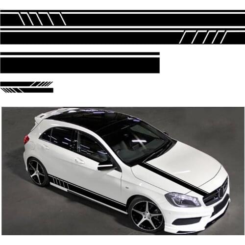 5pcs Racing Car Striped Hood Body Sticker Car Body Racing Side Door Long Stripe Stickers Auto Vinyl Decal Car Accessories