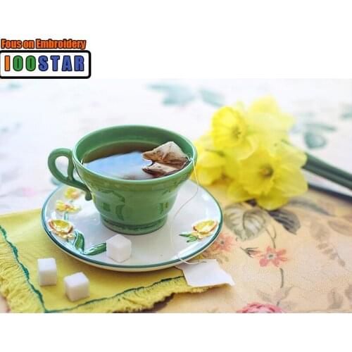 Needlework Diy Diamond Painting Cross Stitch "Tea Flowers" Painting Diamond Embroidery Square Diamond Mosaic Pictures Stickers