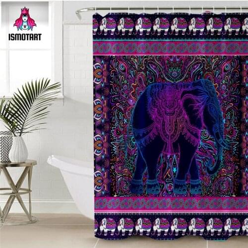 Elephant by Ismot Esha Shower Curtain Waterproof Polyester Hippie Psychedelic Bath Curtain With Hooks Flower Boho cortina ducha