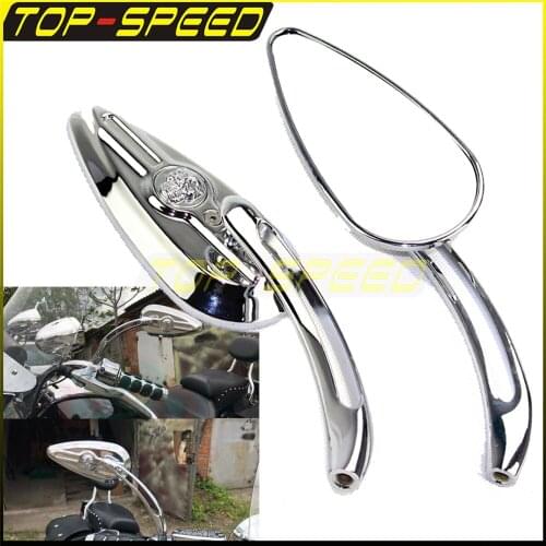 Chrome Cruiser Motorcycle Aluminum Skull Rearview Mirrors For Harley Sportster Dyna Heritage Softail Cruiser Cafe Racer Bobber