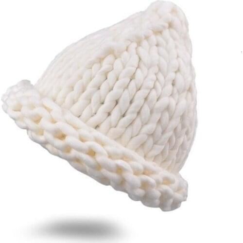 Women Winter Knitted Beanies Hat Thick Soft Warm Coarse Large Knitted Solid Hat Female Ice Ski Bonnet Skullies Beanies Hat Cap