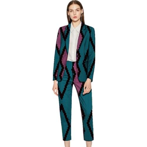 African Fashion print women pant suit elegant Ankara suits dashiki patterns custom blazer withe trouser 2 pieces suits for lady