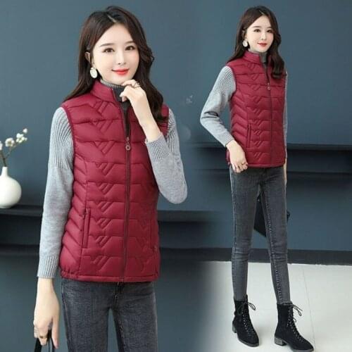 2021 Winter Vest Plus Size Warm Women Sleeveless Waistcoat Jacket Down Cotton Padded Female Korean Vests Stand Collar X431