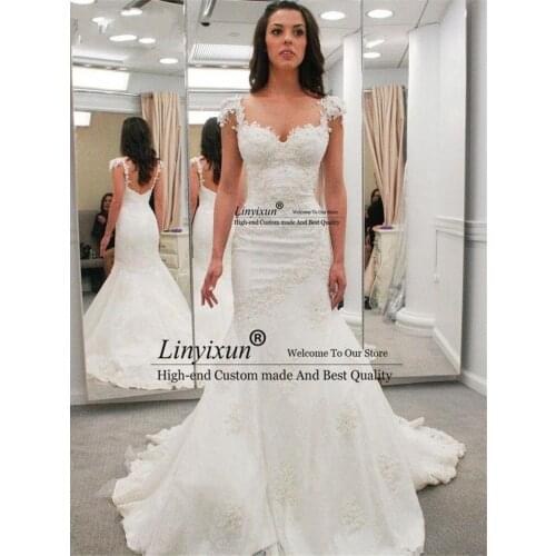 Vintage Mermaid Wedding Dress Spaghetti Strap Applique Open Back Bridal Gowns Sexy Lace Vestido De Novia Custom Made