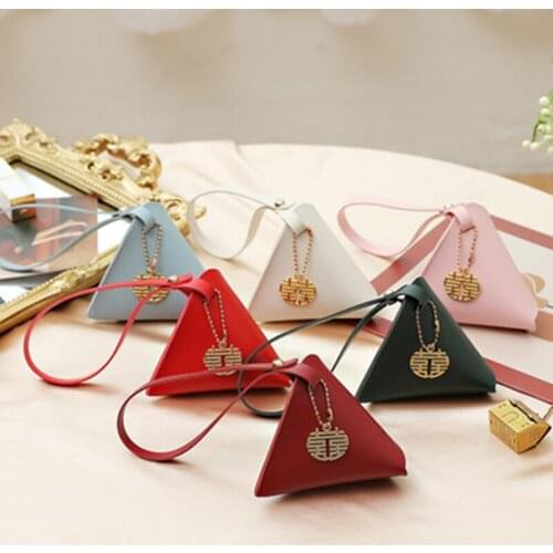 1pc Mini Handbag Gift Bag Packaging Leather Triangle Wedding Candy Bags Girls Birthday Gifts Party Packaging Box