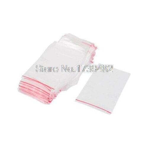 100 Pcs 6cm x 9cm Clear 2Mil Poly Plastic Reclosable Zip Lock Zipper Bag