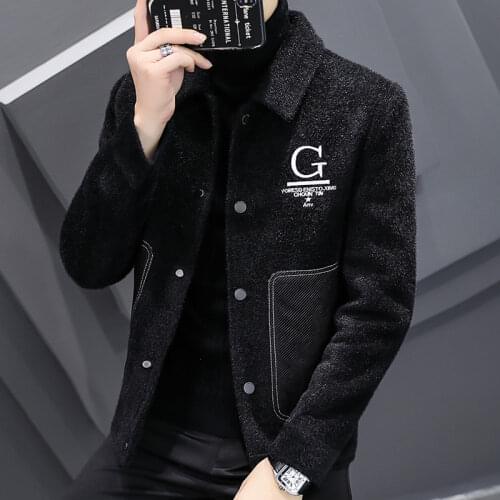 2021 Mens Winter Jacket Fashion Mink Fleece Wool Blends Coat men Casual Business Trench Windbreaker Social Streetwear Overcoat