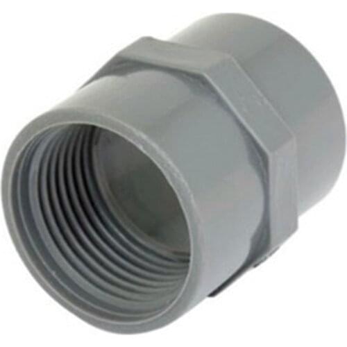 32mm 1" PT Female Thread PVC Straight Pipe Tube Adapter Connector Gray