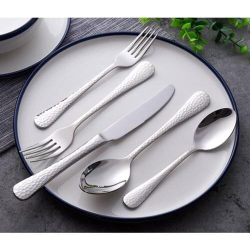 5pcs/set Flatware Set Silver Elegant Kitchen Tableware Spoon Fork Knife Set