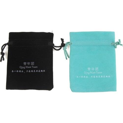 500pcs 8*10cm Black Square Jewelry Pouches Gift Drawstring Velvet Bag Mini Package Topper Pocket Accessories