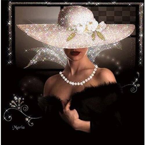 5D DIY Diamond Embroidery Elegant Lady Wearing Top Hat Full Square/Round Handmade Diamond Mosaic Home Decoration Gift