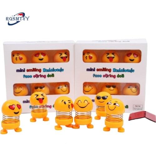 6pcs/lot Mini Shaking Head Doll Car Dashboard Ornaments Fashion Auto Decoration Car Decoration Foreign Trade Wholesale Price