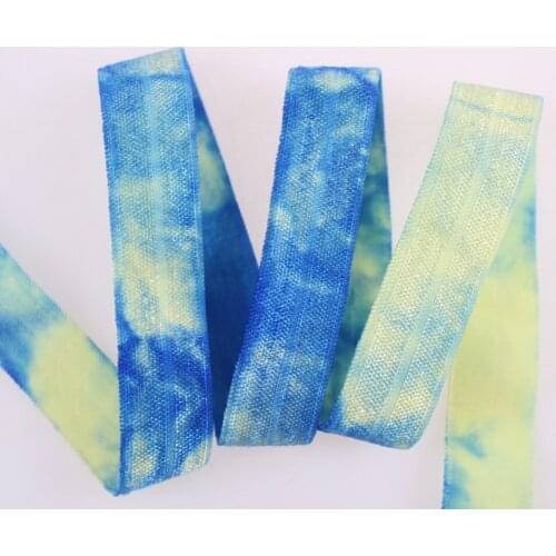 617/350 color 5/8" Tie Dye Fold Over Elastic for DIY Hair Accessories 50yards