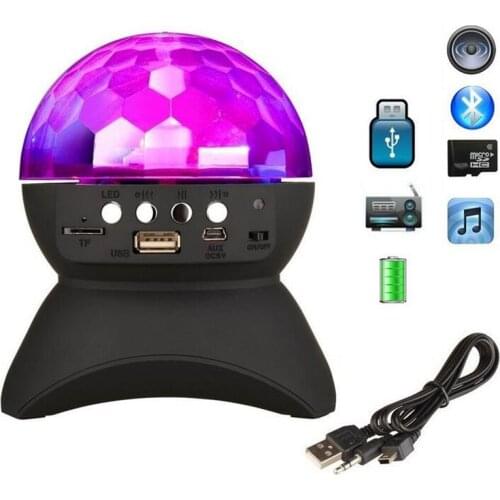 LED Light Bluetoot Speaker Wireless Crystal Ball Disco Subwoofer Loudspeaker Speaker Support FM Dance Party Sound Box For Phones