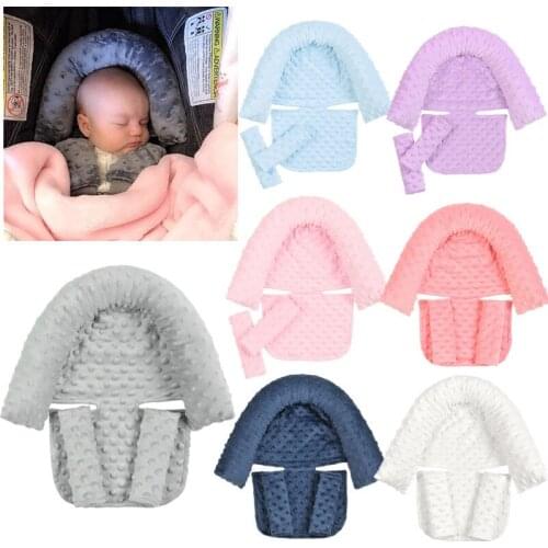 Baby Car Safety Soft Sleeping Head Support Pillow with Matching Seat Belt Strap Pillow Stroller Carseat Neck Protection Headrest