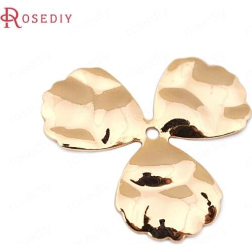 F384)20 pieces 21*22mm 24K Gold Color Brass Flower Connect Spacer Beads High Quality Diy Jewelry Findings Accessories wholesale
