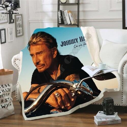 Johnny hallyday 3d printed fleece blanket for Beds Hiking Picnic Thick Quilt Fashionable Bedspread Fleece Throw Blanket style-3