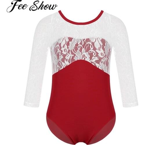 Gymnastic Ballet Leotards for Girls lace mesh pattern Training Yoga Practice Costume Ballet Dance Jumpsuit Comfortable dancewear