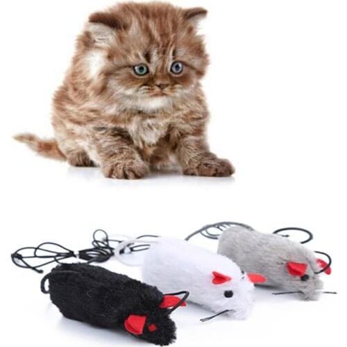 Pet Cat Interactive Plush Mouse Toys Long-haired Tail Mice With Sound Squeaky Toy Cats Supplies