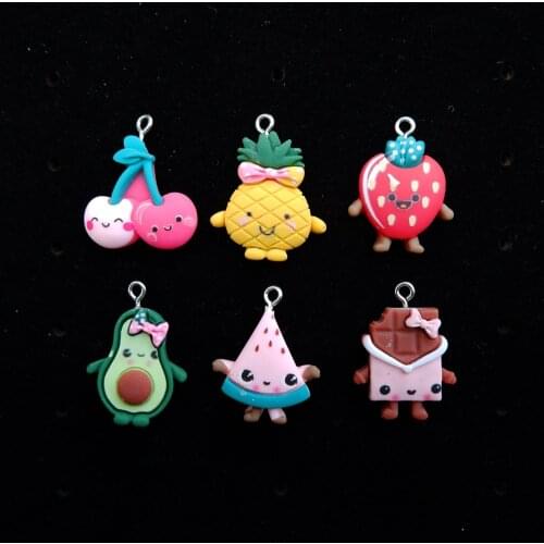 Cute fruit charms pendants resin flat back cabochon for jewelry making accessories bracelets necklace earrings making