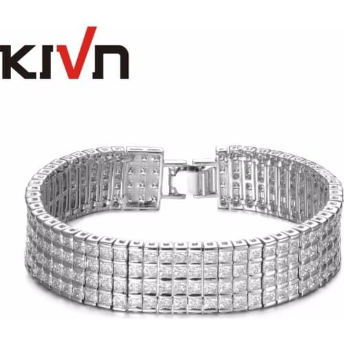 KIVN Fashion Jewelry Tennis Classic CZ Cubic Zirconia Womens Girls Bridal Wedding Bracelets Promotion Birthday Christmas Gifts