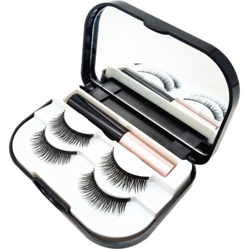 2Pairs Magnetic Lashes Eyeliner Magnetic Kit Magnetic Eyelashes and Eyeliner Set No Glue Waterproof Faux Cils Magnetique