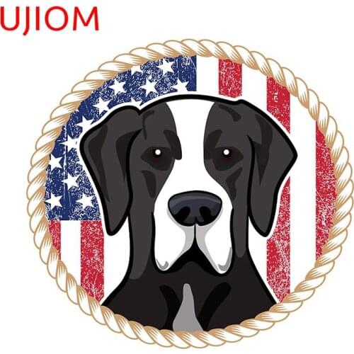 UJIOM Wall Stickers Great Dane Dog USA Flag Sticker Home Decoration Fashion Waterproof Wallpaper Cupboard Room Decor Art Decals
