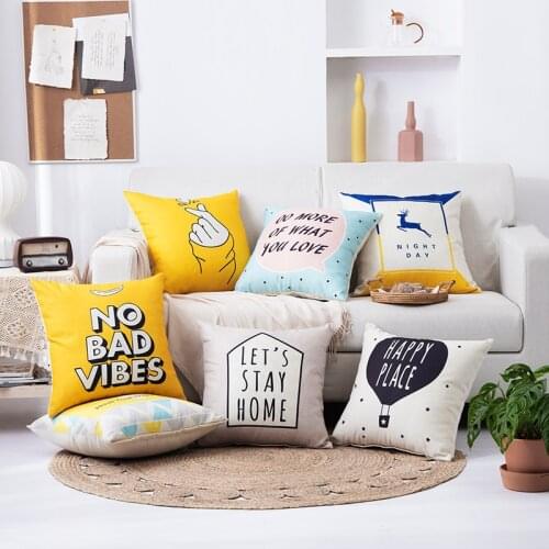 Pillow Printing Linen Printing Color Strip Pillowcase Cotton And Hemp Hugging Pillowcase Sofa Cushion Cover 45x45cm 40x40