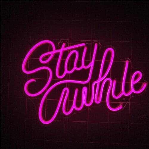 Neon Light Custom Stay Awhile Led Sign Wedding Decor For Party Home Flex Aesthetic Room Shop Window Restaurant Business Banner