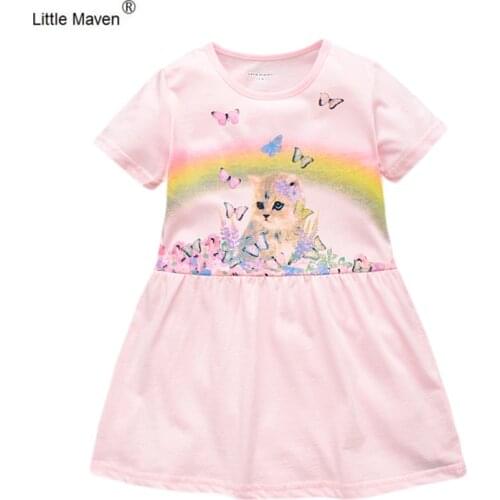 2018 Little Maven New Brand Baby Girls Dress Summer Cotton Butterfly Casual Dress Kids Clothing Children Dresses Girls Clothes