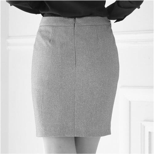 IZICFLY New spring Summer Style Korean Office Skirts Womens Slim Pencil Plus Size Jupe Femme Black Mini Skirt Sexy 4XL Gray