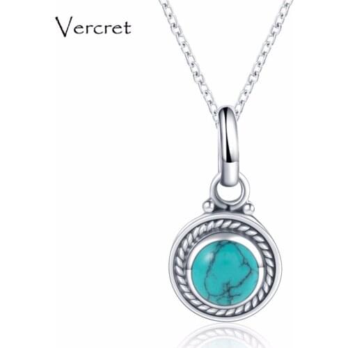 Vercret natural stone pendent necklaces turquoise labradorite silver 925 jewelry necklaces for girls