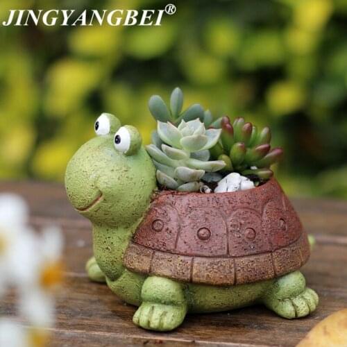 Resin Animal Tortoise Flower Pot Artificial Plants Vase Succulent Planter Bonsai Cactus Home Wedding Decoration Craft