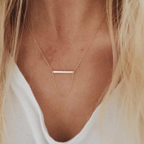 Gold Filled Bar Necklace Handmade Jewelr Boho Necklace Choker Pendants Kolye Jewelry Necklace for Women