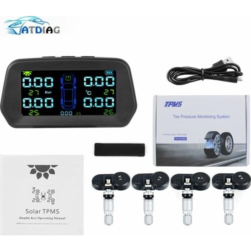 Solar TPMS Car Tire Pressure Alarm Monitor System Display Intelligent Temperature Warning Fuel Save with 4 Sensors tpms