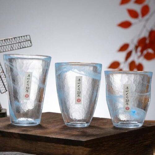 Japanese Style Glass Cup Tea Cup Handmade Glass Smudge Hammer Pattern Water Wine Container