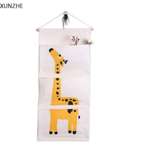 XUNZHE 1PCS Creative Cartoon Animal Storage Bag 3 Pockets Jewelry Clothing Gadget Organizer Home Wall Door Wardrobe Hanging Bag