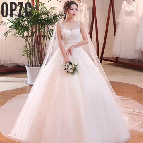 New Style Beautiful Detachable Shawl Train Wedding Dresses Appliques Sweet O-Neck Beading Vestidos de Noiva