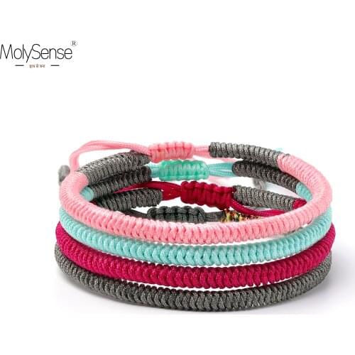 MolySense Tibetan Buddhist Good Lucky Charm Tibet Bracelets & Bangles For Women And Men Handmade Knots Rope Bracelet
